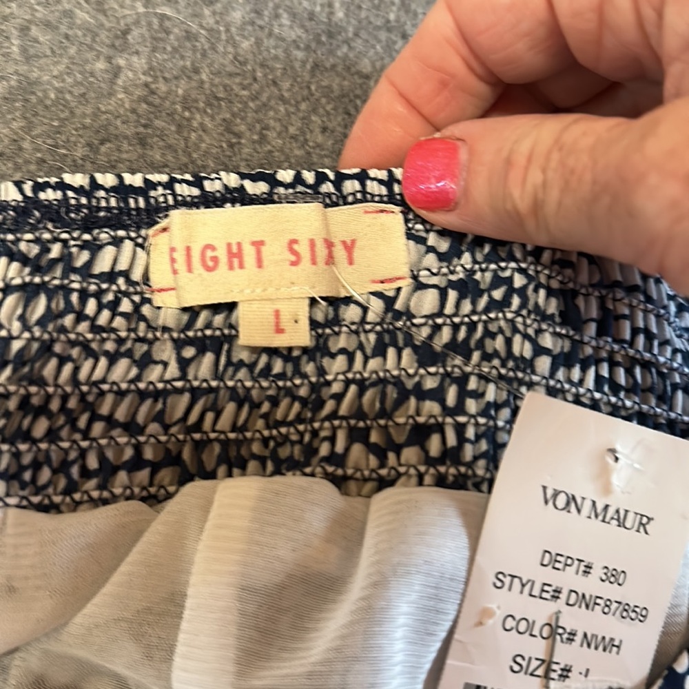 Eight Sixty Wide Flare Blue & White Bellbottom Pants New with Tags - Picture 8 of 12